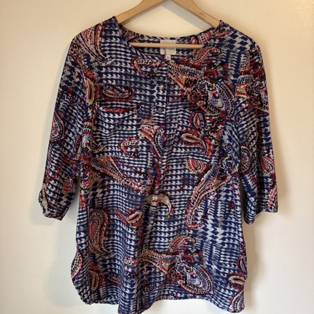 Figueroa‎ & Flower Anthropologie Women's Plus Size 2X Top Multicolor Sheer Tunic